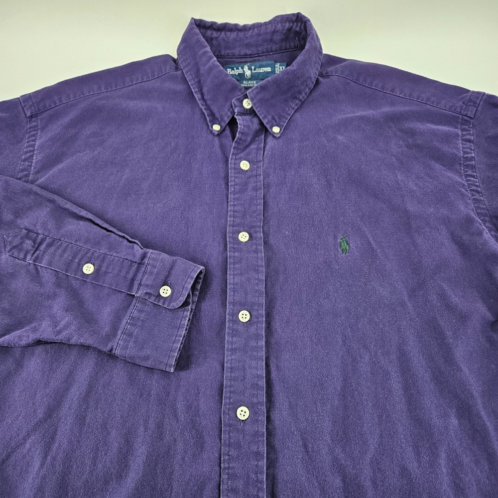 Ralph Lauren Blake Corduroy Shirt Mens XL Purple Long Sleeve Button Down Cotton